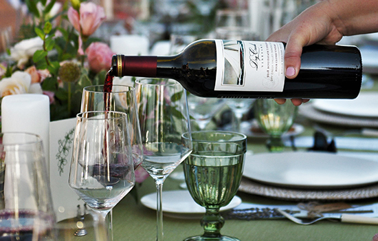 Single Vineyard Zinfandel being poured at a dinner