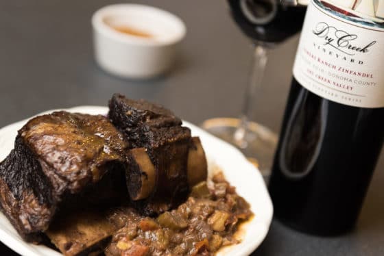 Indian Spiced Short Ribs with Glass of Zinfandel