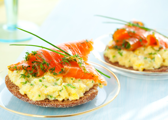 Smoked Salmon and Scrambled Eggs with Chives over Toast