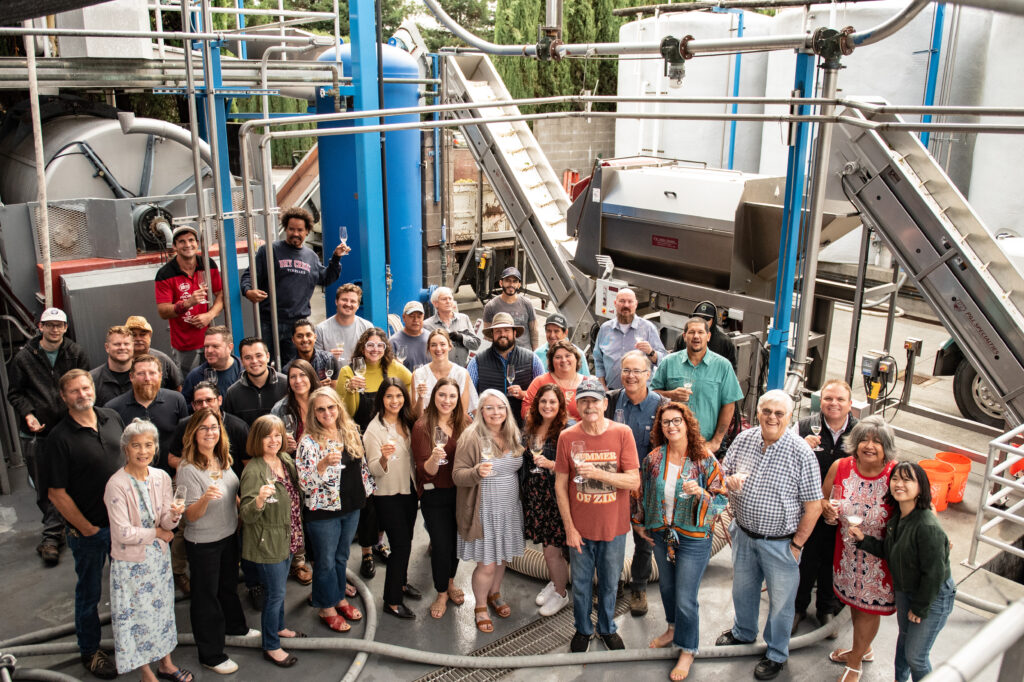 Dry Creek Vineyard family gathers on crush pad for 2023 Harvest toast